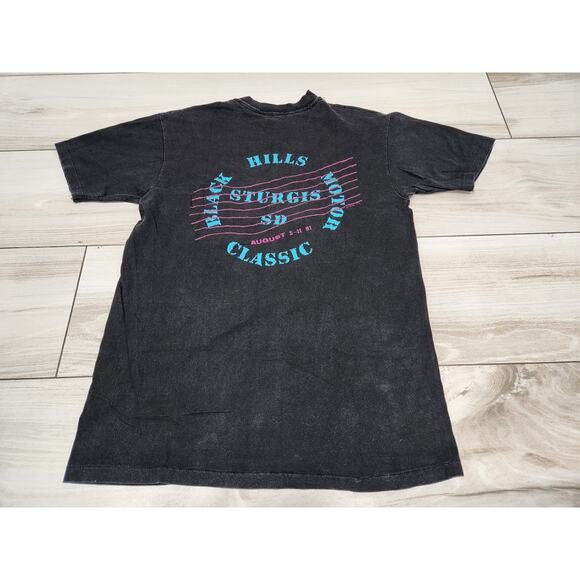 Vtg Sturgis Black Hills Shirt Adult Black 1991 91 Single Stitch 19 x 29 - Picture 4 of 5